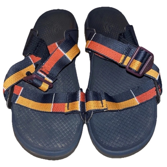 Chaco Adjustable Strap Sandals Cushioned Footbed Blue Orange Womens Size 6 EUC - Picture 1 of 8